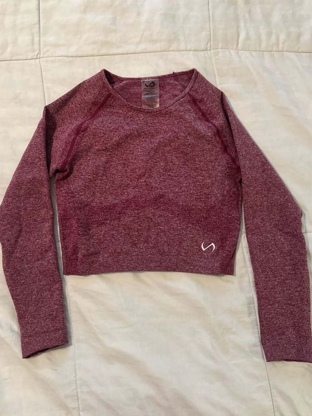 TLF Red Heather React Open Back Long Sleeve Seamless Crop Top M